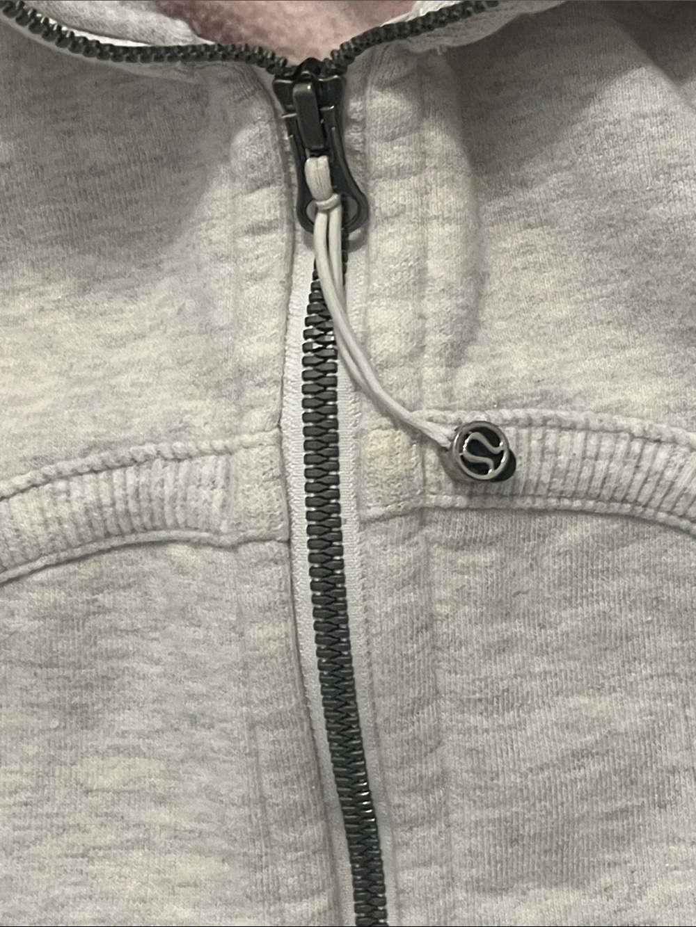 lululemon athletica Light Gray Full-Zip Hooded Sweatshirt with Pink Logo - Picture 3 of 8